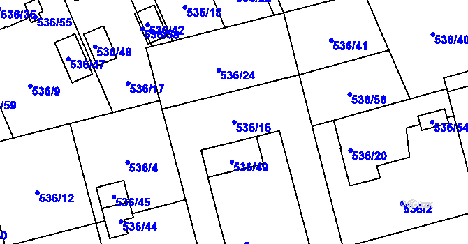 Parcela st. 536/16 v KÚ Chotěboř, Katastrální mapa