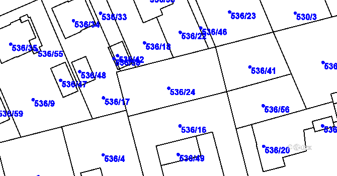 Parcela st. 536/24 v KÚ Chotěboř, Katastrální mapa