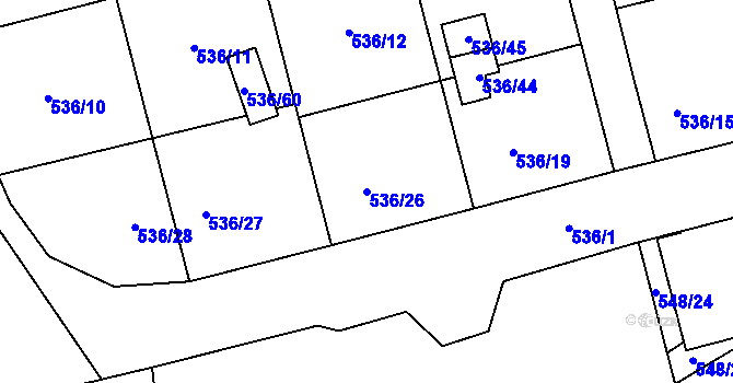 Parcela st. 536/26 v KÚ Chotěboř, Katastrální mapa