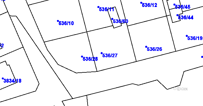 Parcela st. 536/27 v KÚ Chotěboř, Katastrální mapa