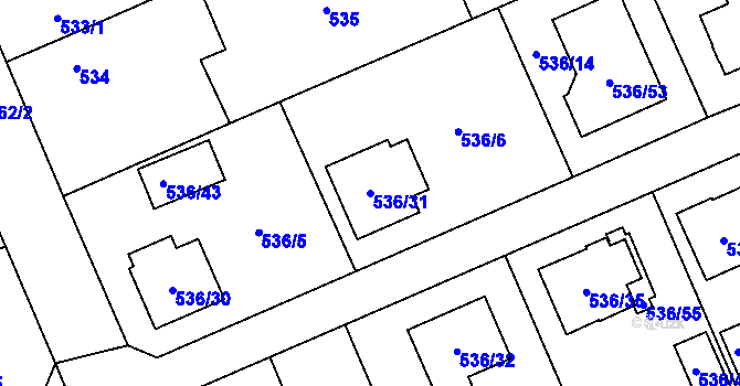 Parcela st. 536/31 v KÚ Chotěboř, Katastrální mapa