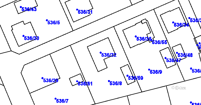 Parcela st. 536/32 v KÚ Chotěboř, Katastrální mapa