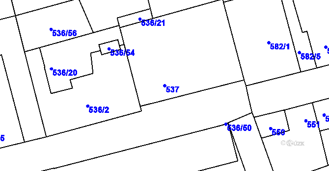 Parcela st. 537 v KÚ Chotěboř, Katastrální mapa