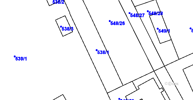 Parcela st. 538/1 v KÚ Chotěboř, Katastrální mapa