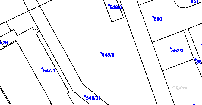 Parcela st. 548/1 v KÚ Chotěboř, Katastrální mapa