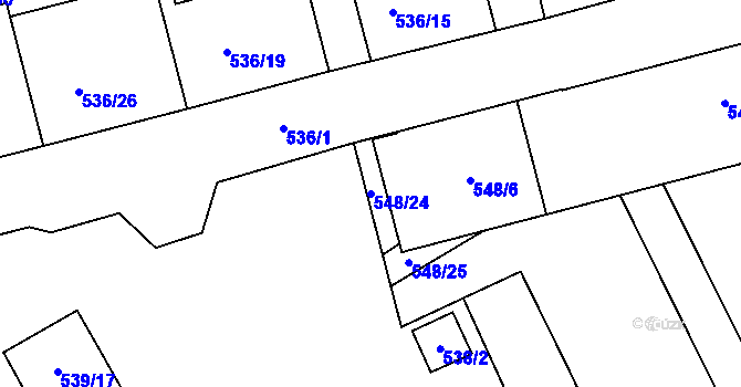 Parcela st. 548/24 v KÚ Chotěboř, Katastrální mapa