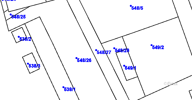 Parcela st. 548/27 v KÚ Chotěboř, Katastrální mapa
