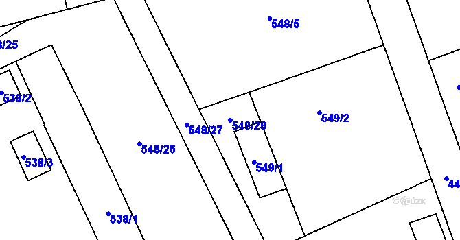 Parcela st. 548/28 v KÚ Chotěboř, Katastrální mapa