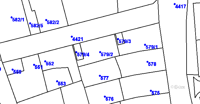 Parcela st. 579/2 v KÚ Chotěboř, Katastrální mapa