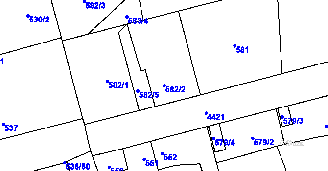 Parcela st. 582/2 v KÚ Chotěboř, Katastrální mapa