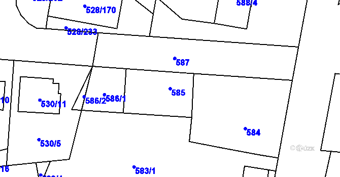Parcela st. 585 v KÚ Chotěboř, Katastrální mapa