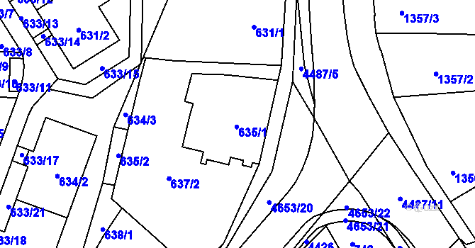 Parcela st. 635 v KÚ Chotěboř, Katastrální mapa
