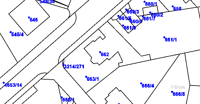 Parcela st. 662 v KÚ Chotěboř, Katastrální mapa