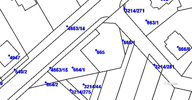 Parcela st. 665 v KÚ Chotěboř, Katastrální mapa