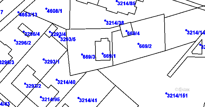 Parcela st. 669/1 v KÚ Chotěboř, Katastrální mapa