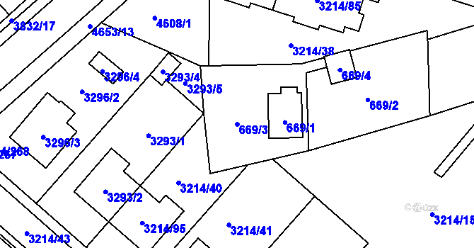 Parcela st. 669/3 v KÚ Chotěboř, Katastrální mapa