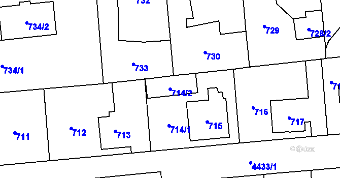 Parcela st. 714/2 v KÚ Chotěboř, Katastrální mapa