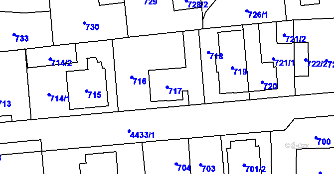 Parcela st. 717 v KÚ Chotěboř, Katastrální mapa