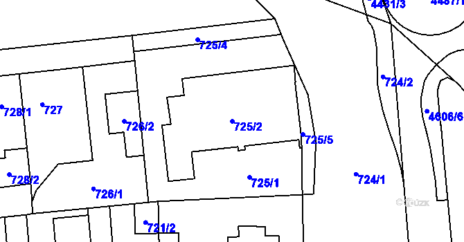 Parcela st. 725/2 v KÚ Chotěboř, Katastrální mapa