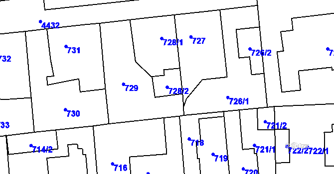 Parcela st. 728/2 v KÚ Chotěboř, Katastrální mapa