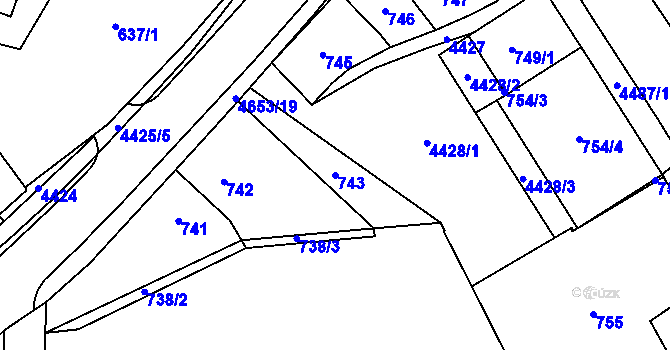 Parcela st. 743 v KÚ Chotěboř, Katastrální mapa
