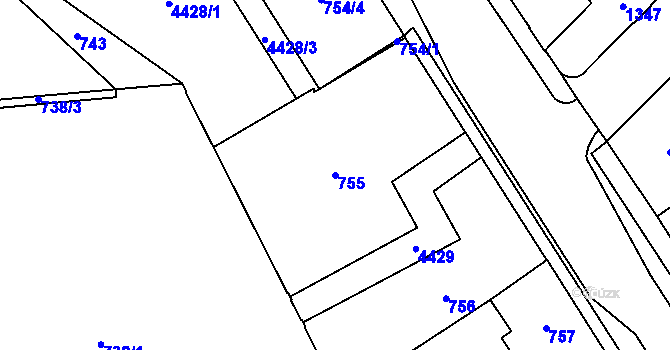 Parcela st. 755 v KÚ Chotěboř, Katastrální mapa