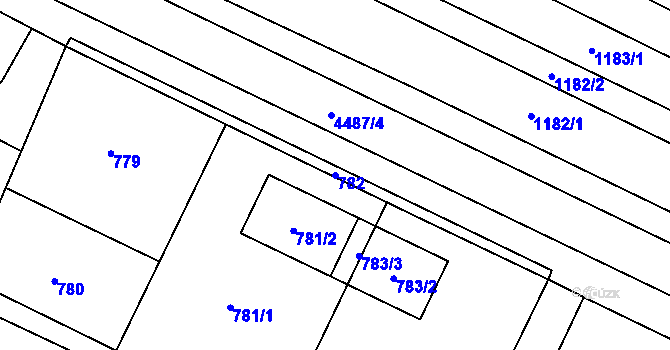 Parcela st. 782 v KÚ Chotěboř, Katastrální mapa