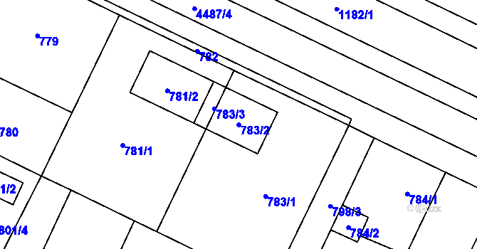 Parcela st. 783/2 v KÚ Chotěboř, Katastrální mapa