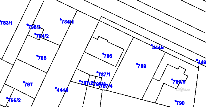 Parcela st. 786 v KÚ Chotěboř, Katastrální mapa