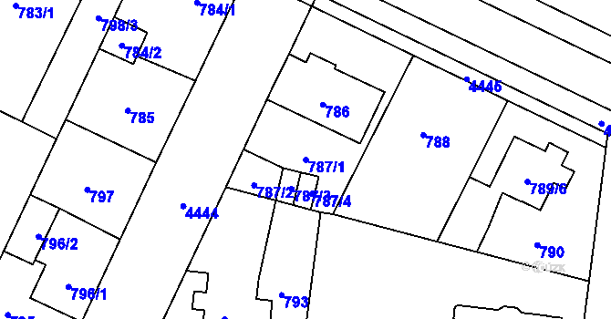 Parcela st. 787/1 v KÚ Chotěboř, Katastrální mapa