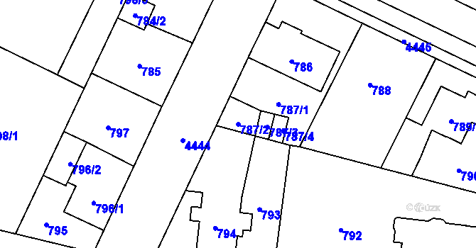 Parcela st. 787/2 v KÚ Chotěboř, Katastrální mapa