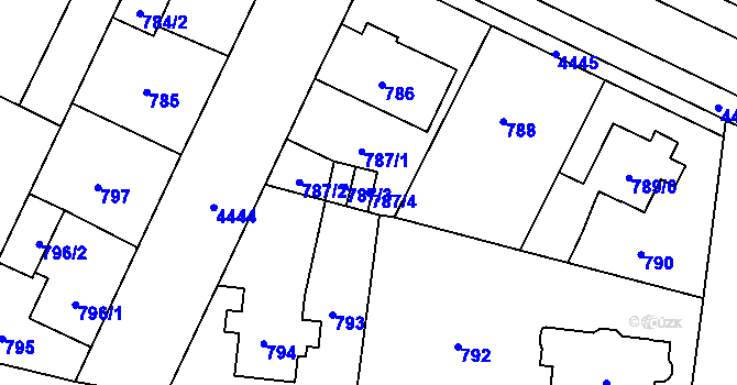 Parcela st. 787/4 v KÚ Chotěboř, Katastrální mapa