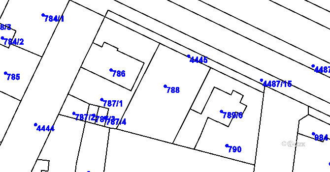 Parcela st. 788 v KÚ Chotěboř, Katastrální mapa