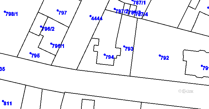 Parcela st. 794 v KÚ Chotěboř, Katastrální mapa