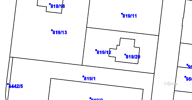 Parcela st. 819/12 v KÚ Chotěboř, Katastrální mapa