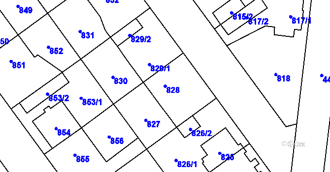 Parcela st. 828 v KÚ Chotěboř, Katastrální mapa