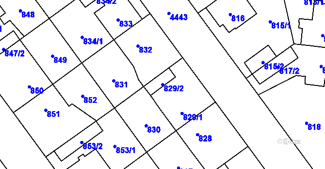 Parcela st. 829/2 v KÚ Chotěboř, Katastrální mapa