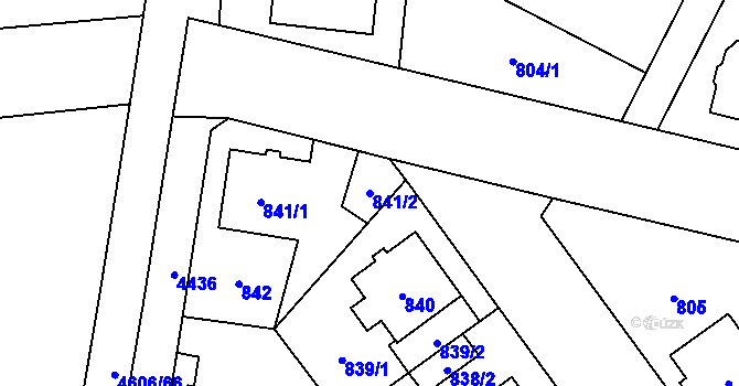 Parcela st. 841/2 v KÚ Chotěboř, Katastrální mapa