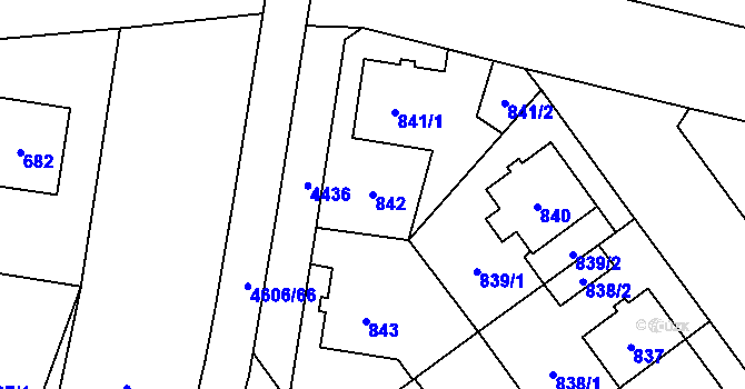 Parcela st. 842 v KÚ Chotěboř, Katastrální mapa