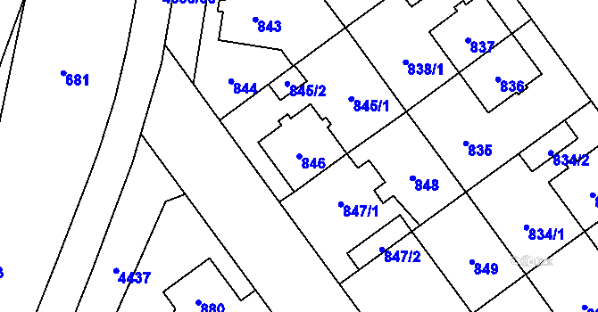 Parcela st. 846 v KÚ Chotěboř, Katastrální mapa