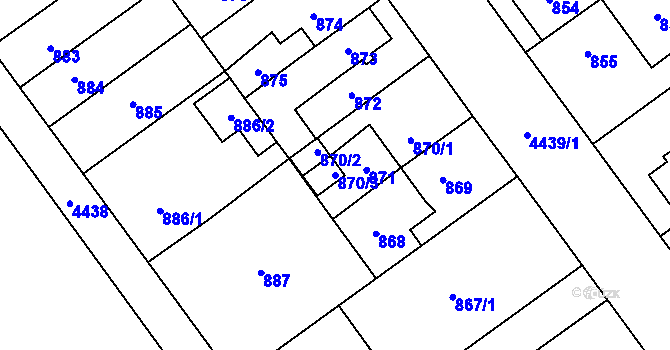 Parcela st. 870/3 v KÚ Chotěboř, Katastrální mapa