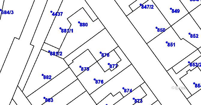 Parcela st. 878 v KÚ Chotěboř, Katastrální mapa