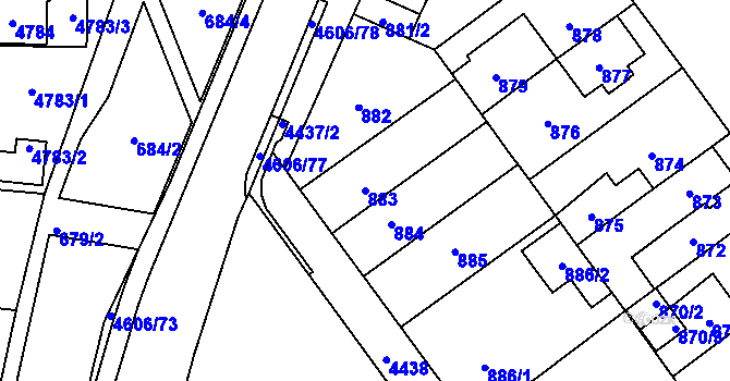 Parcela st. 883 v KÚ Chotěboř, Katastrální mapa
