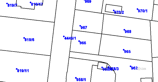 Parcela st. 966 v KÚ Chotěboř, Katastrální mapa