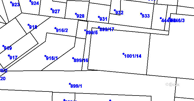Parcela st. 1001/8 v KÚ Chotěboř, Katastrální mapa