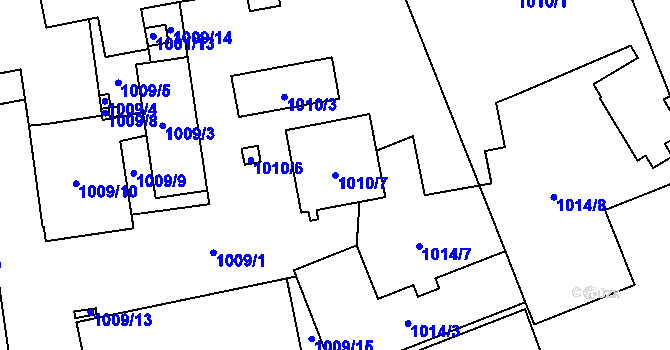 Parcela st. 1010/7 v KÚ Chotěboř, Katastrální mapa