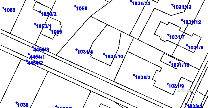 Parcela st. 1031/10 v KÚ Chotěboř, Katastrální mapa