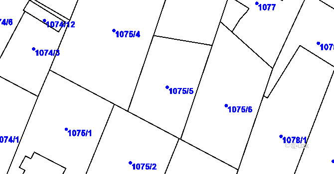 Parcela st. 1075/5 v KÚ Chotěboř, Katastrální mapa