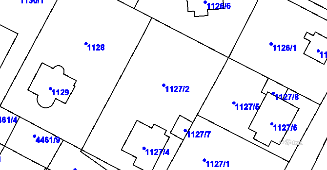 Parcela st. 1127/2 v KÚ Chotěboř, Katastrální mapa