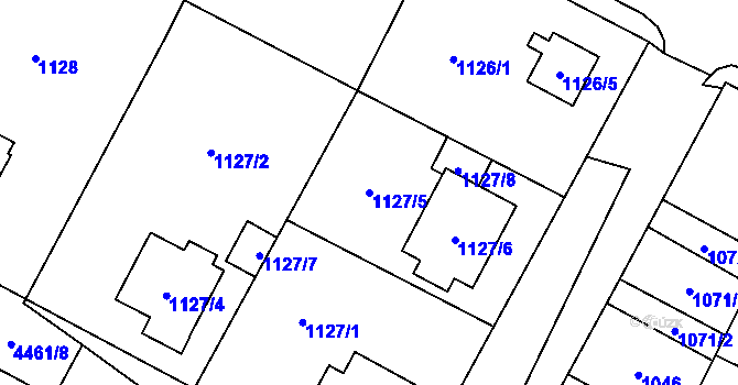 Parcela st. 1127/5 v KÚ Chotěboř, Katastrální mapa